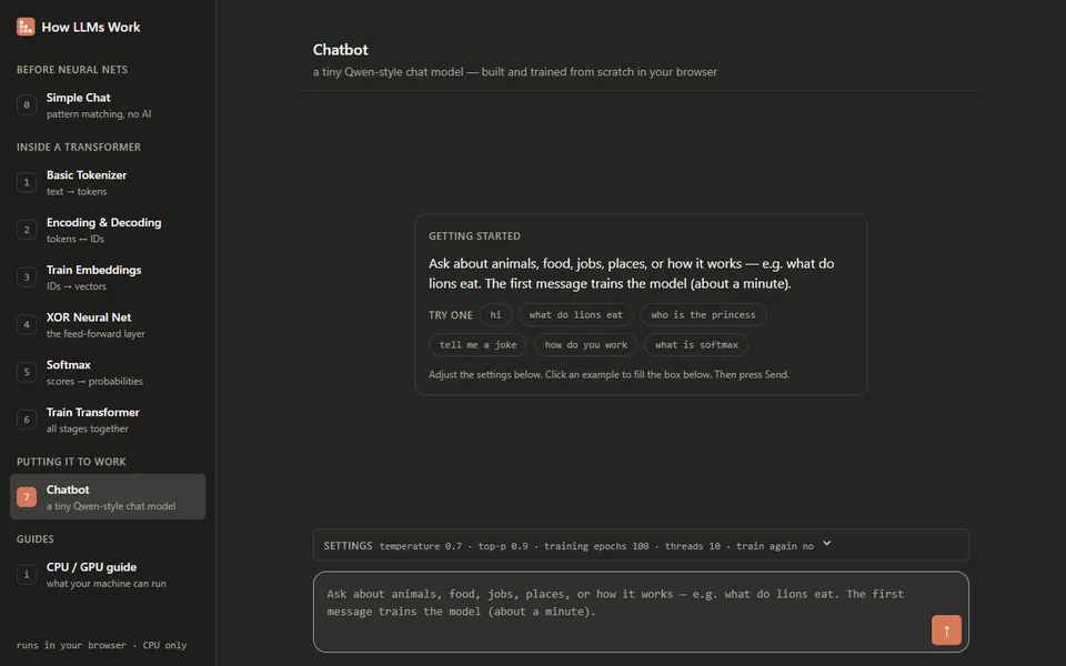 Pebble mk1 (100k Params) screenshot